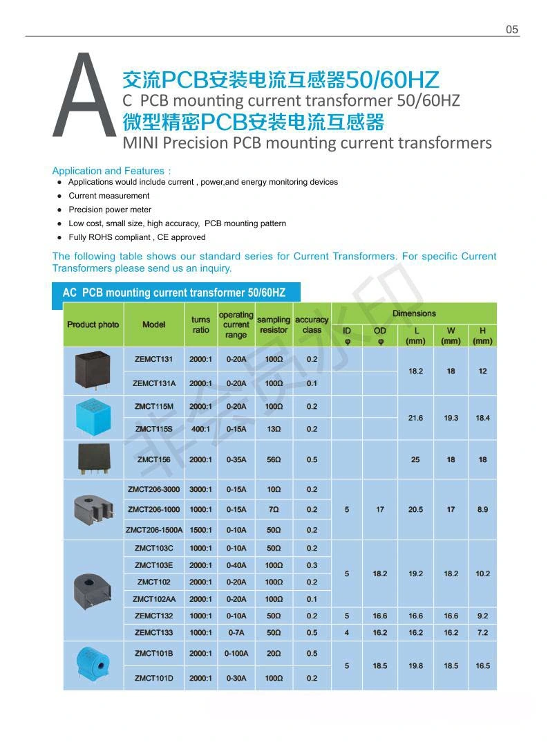 0.2 Class 2mA/2mA Current-Type Voltage Transformer with UL Certificate for UPS