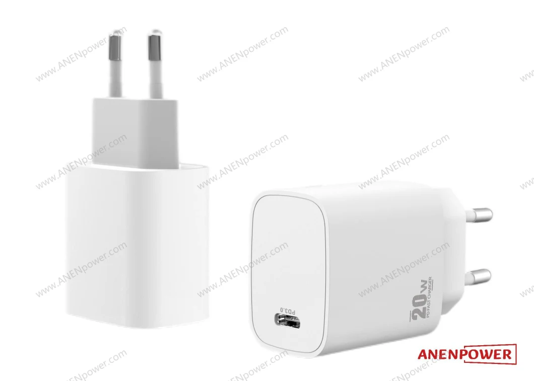 20W EU Plug 5volt 3A Single Output USB-C 9V 2.22A GaN Charger 12V 1.67A Wall Quick Pd Power Adaptor