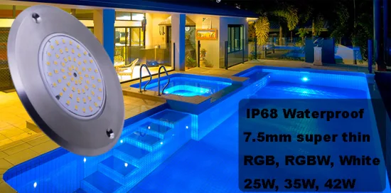 Poolzubehör PC DC12V IP68 Mehrfarbige Unterwasser-RGB-LED-Schwimmbadleuchte 30W12V-Transformatoren